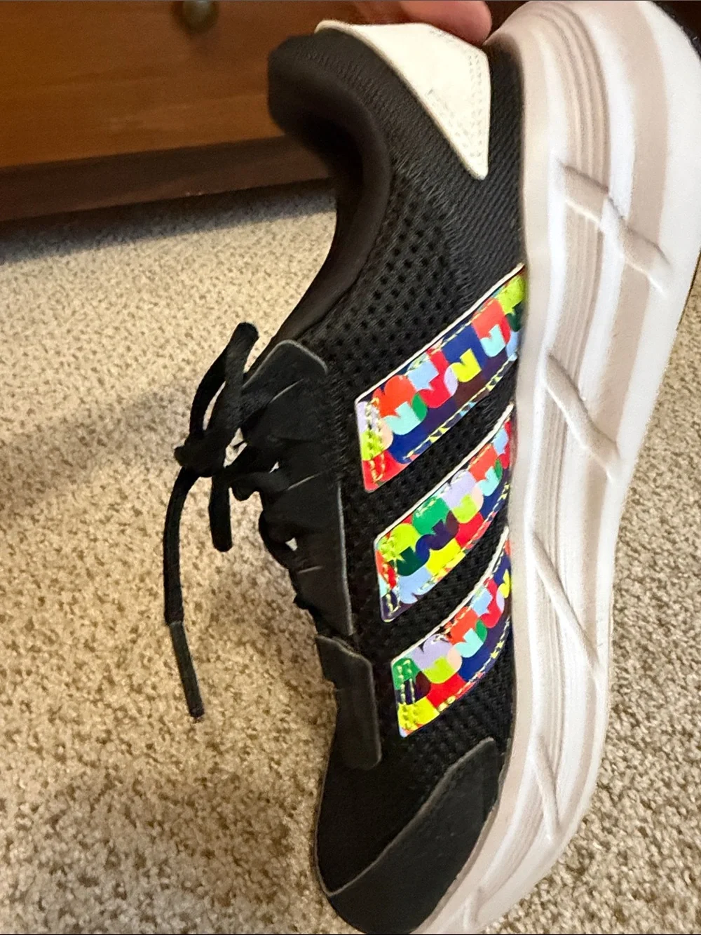 adidas FIFA 26 Black Athletic Running Shoes with Multicolor Stripes